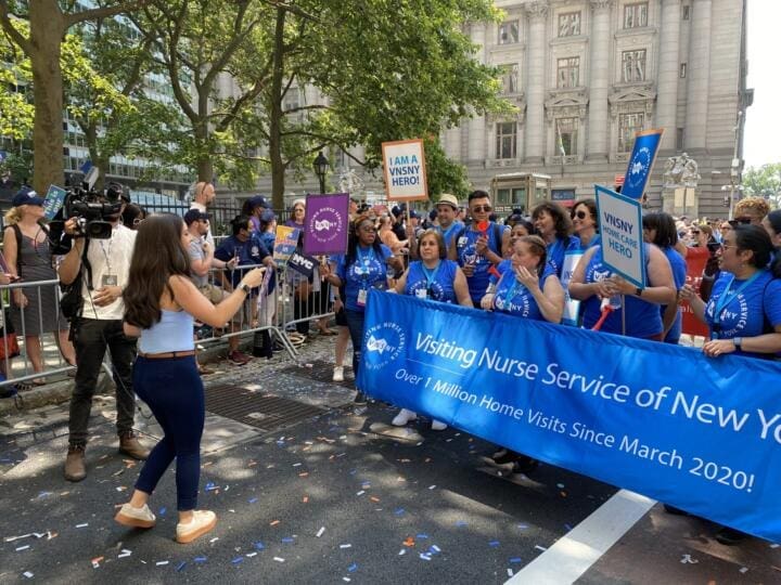 Heroes Marching with News12 filming